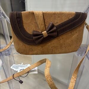 Natural Cork Elegant Brown Bow Accent Women's Bag